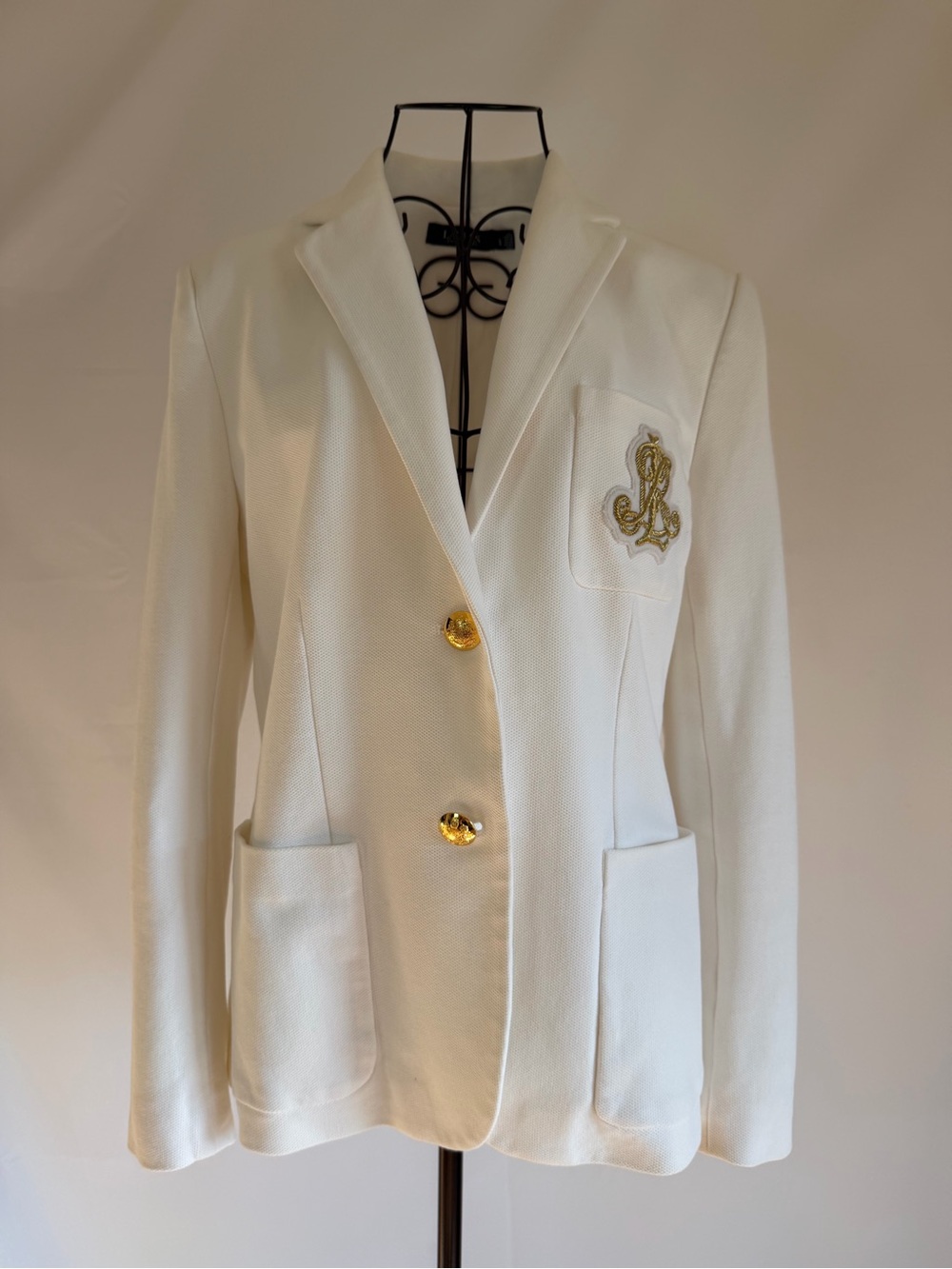 Ralph Lauren Off White Blazer with Gold Crest